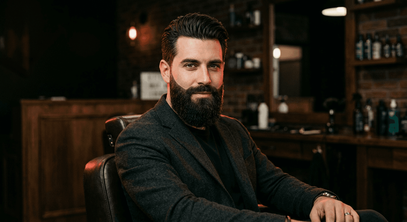 Sculpted full beard with clean, defined edges